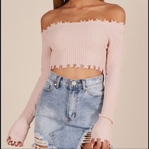 NWT 💕 BLUSH PINK ‘NEVER CHANGE’ LS CROP KNIT